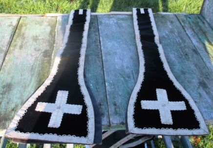 Vintage Black High Mass 4 pieces Casula Stole Maniple Chalice Veil Chasuble