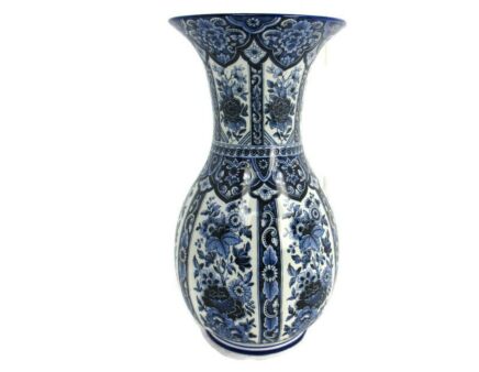Delft Blue White Porcelain Trumpet Vase Delft Marked F.G. French Vintage