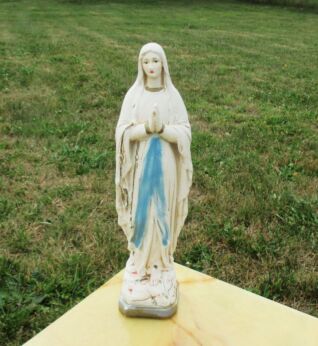 Vintage Virgin Mary Madonna Plaster Statuette ChalkSweet 11.81" Authentic