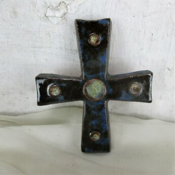 Mid Century Modernist Ceramic Crucifix Gorgeous Era Perignem Amphora HTF