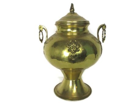 Gothic Large Lidded Urn Dragon Heads Brass Gorgeous HTF
