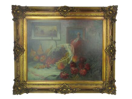 XL Oil Painting Canvas Framed Gorgeous Frame Signed Still life Bouquet Monogram