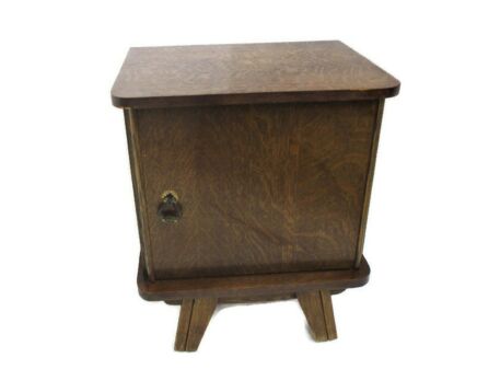 Art Deco Hand Carved Wood Side Cabinet Lamp End Table Nightstand Cabinet