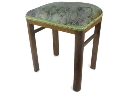 Vintage Footstool Ottoman White Wooden Legs Fabric Barn country style Funky