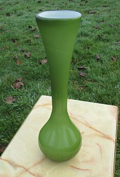 Vintage Green Vase Mid Century 60s 70s Cased Glass Era Empoli European