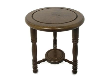 Small Vintage Hand Carved wood 2 Tier Milking Stool Pedestal Table Plant Flower Bonsai Stand Side Table Barn Country Style