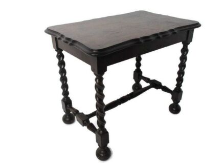 Edwardian Style Hand Carved wood Side Coffee Wine Occasional Table Barley Twist Legs barn Country Cottage style