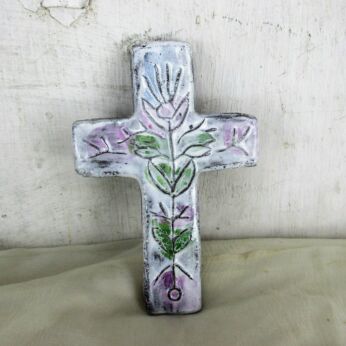 Small Mid Century Modern Ceramic Modernist Crucifix Era Amphora Perignem 4.7"