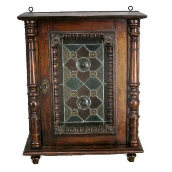 Apothecary Kitchen Bathroom Cabinet Leaded Colored Glass Display Gorgeous HTF