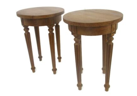 Pair Couple Gorgeous Wooden Side Display Table Pedestal Plant Stands Antique