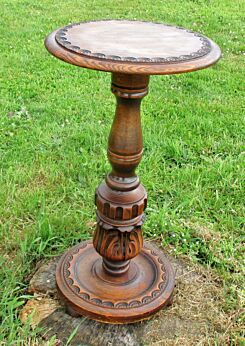Vintage Carved wood Pedestal Display Side Table Plant Stand 23.43" Gorgeous