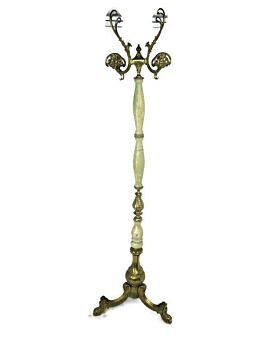 Mid Century Modern Onyx Marble Brass Hall Tree Coat Hat Rack Eyecatcher Stunning