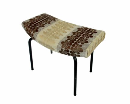 Vintage Stool Ottoman Footstool Iron Legs Fabric Funky Authentic