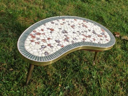 Retro Kidney Tripod Coffee Table Side Table Atomic Mid Century Modern mosaic