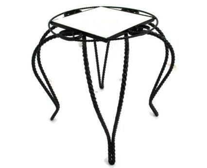 Retro Small Side Table Plant stand ceramic tile Wrought Iron Funky Vintage