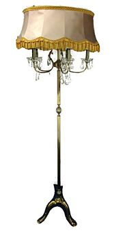 Vintage Large Standing Floor Lamp Hollywood Regency 5 arms Lamps Prisms Brass