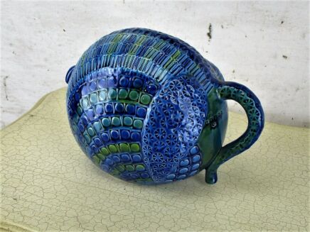 Vintage Fat Italian Ceramic Elephant Rimini Blue Bitossi Fratelli Raymor era