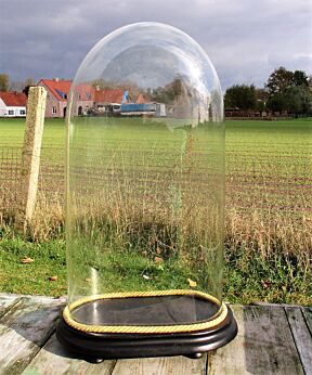 Xl Victorian Antique Oval Display Glass Dome Globe Mantel Clock doll 19.29"