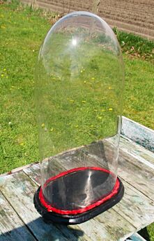 Xl Victorian Antique Oval Hand Blown Glass Dome Globe Mantel Clock 20.1"