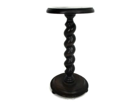 Large Barley Twist Wooden Side Wine Display Table Pedestal Plant Bonsai Flower Stand Barn Country Style 23.03"