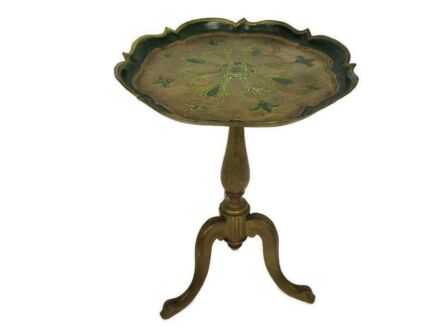 Florentine Gold Gilded Side Occasional Coffee Table Pedestal Italy Re-sine Hollywood Regency Italy