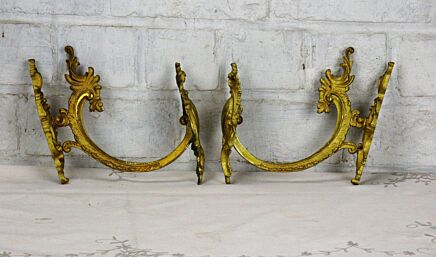 Antique Brass Ornate Curtain Tie Backs set of two Curtain Holders Lovely