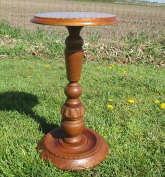 Vintage Hand Carved wood Pedestal Table Plant Stand Side Table 19.09"