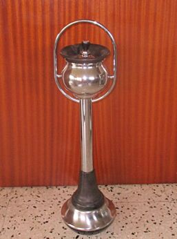Vintage 60s Chrome Black plastic Standing Floor Push Ashtray Retro Authentic
