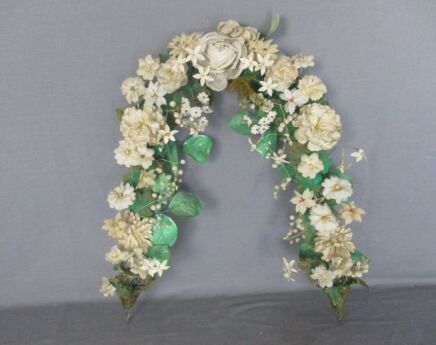 Antique  Bridal Wedding Silk Art Flowers  Ormolu Wreath Boucquet