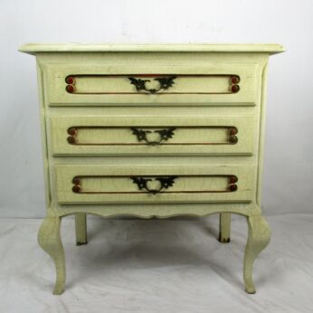 Commode Hollywood Regency French Provincial White Crackled Chest of Drawers