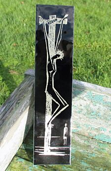 Vintage Ceramic Black Tile Wall Hanging Small Jesus Christ Crucifix Mettlach