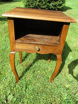 Antique French Massive Oak Side Cabinet End Table Nightstand 1 Drawer 19th Century