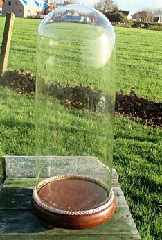 Rare Large Antique Round Hand Blown Glass Dome Globe Steampunk Display 23.62"