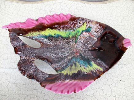 French Vallauris Serving Plate Platter Centerpiece Fish Polychrome rare Fat Lava
