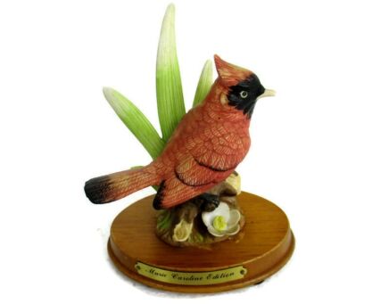 bird Porcelain Figurine on Wooden Base Marie Caroline Edition Vintage
