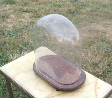 Antique Victorian Oval Hand Blown Glass Dome Globe Mantel Clock Steampunk 12.13"