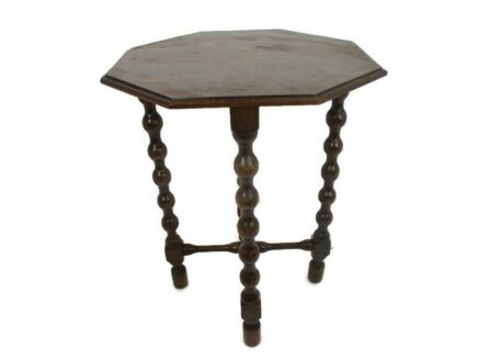 Hand Carved Ornate Wooden Side Wine Table Pedestal Plant Stand Edwardian Beautiful Bobbin Legs Barn Country Farmhouse style