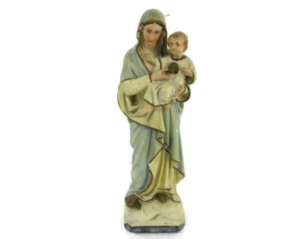 Statue Our Lady Madonna   Virgin Mary Infant Jesus  beautiful Plaster 16.53"