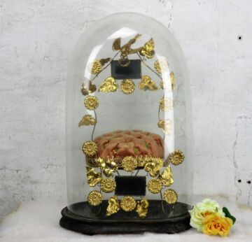 Antique Victorian French Bridal Wedding Dome Gold Gilt leaves Ormolu Chair