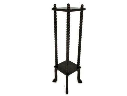 Tall Jacobean Bobbin Legs Wood Side Occasional Table Pedestal Plant Stand Two Tier Beautiful Stylish