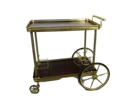 Vintage Bar Cocktail Tea Entertainment Cart Trolley Kitchen Island Veneer HTF
