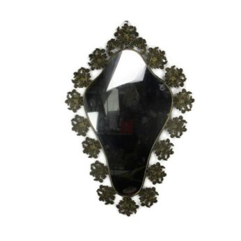 Large Ornate Oval Brass Wall Hanging Mirror Romantic Hollywood Regency WOW