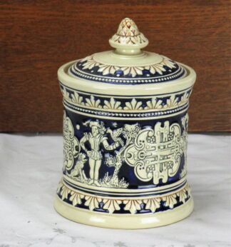 Vintage German Tobacco Jar Humidor Majolica Ironstone marked