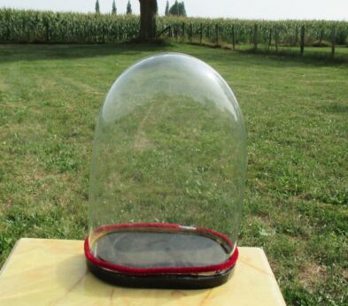 Antique  Oval Hand Blown Glass Dome Globe Mantel Clock Steampunk 13.78"