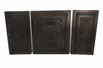 set of 3 Door Panels Reclaimed Architectural Antique Oak Flower Basket Gorgeous