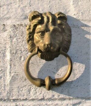 Vintage Heavy Brass Door Knocker Lions Head Architectural Reclaimed Lovely