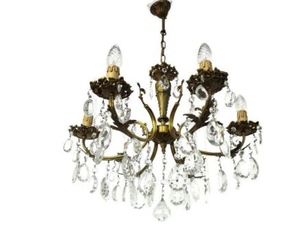 6 Arm Lights Chandelier Revival French Empire Style Brass Ornate Prisms WOW