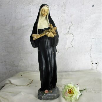 Large HTF Statue St Rita of Cascia Plaster Patroness Impossible Causes 15.74"