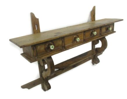 XL French Antique Barn wooden Kitchen Coat Hat Rack Very rare Rustic Drawers
