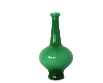 Stunning Green Cased Glass Vase Alibaba style Round Forms Art Glass